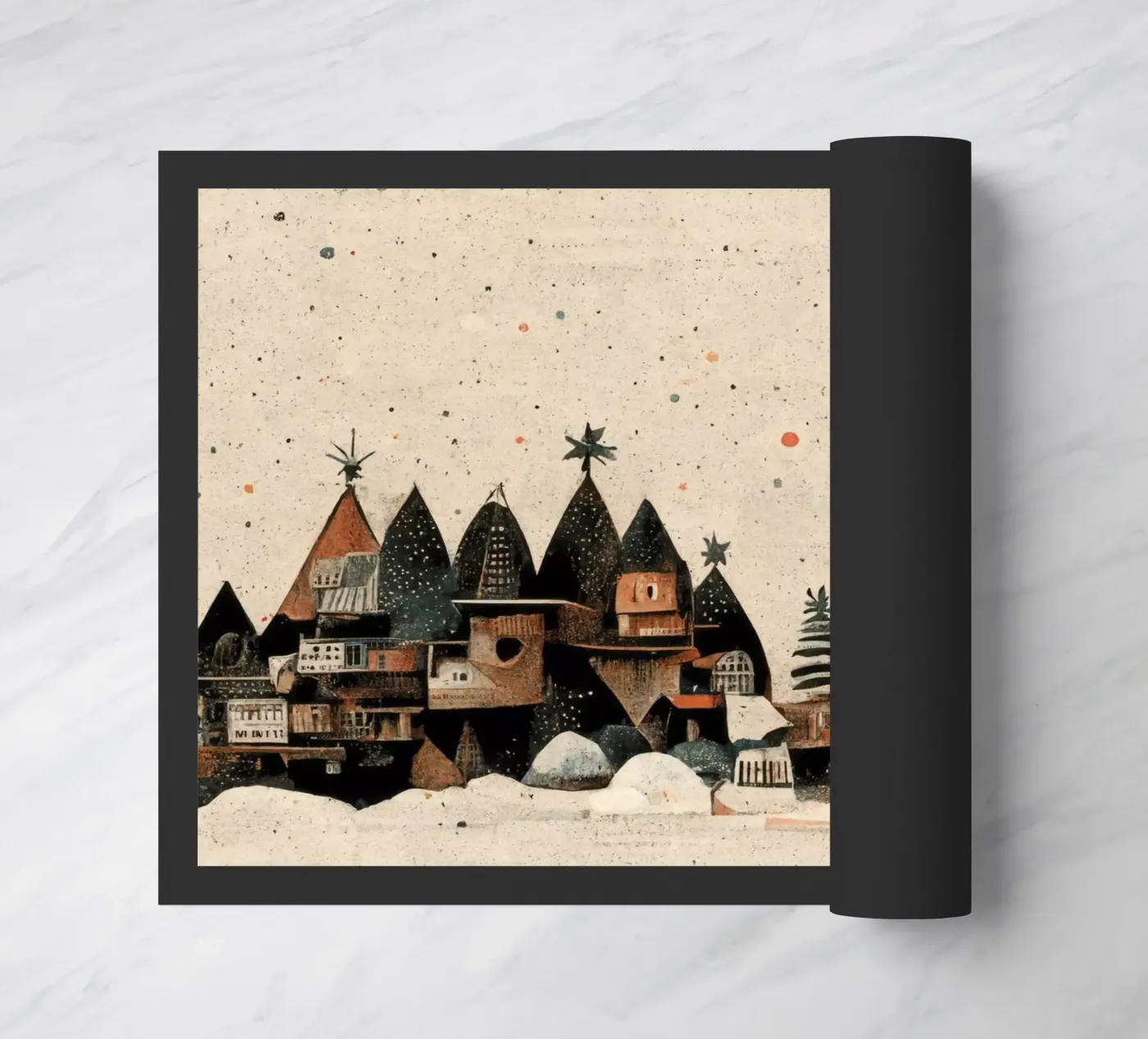 Tiny Christmas Town doormat by treechild