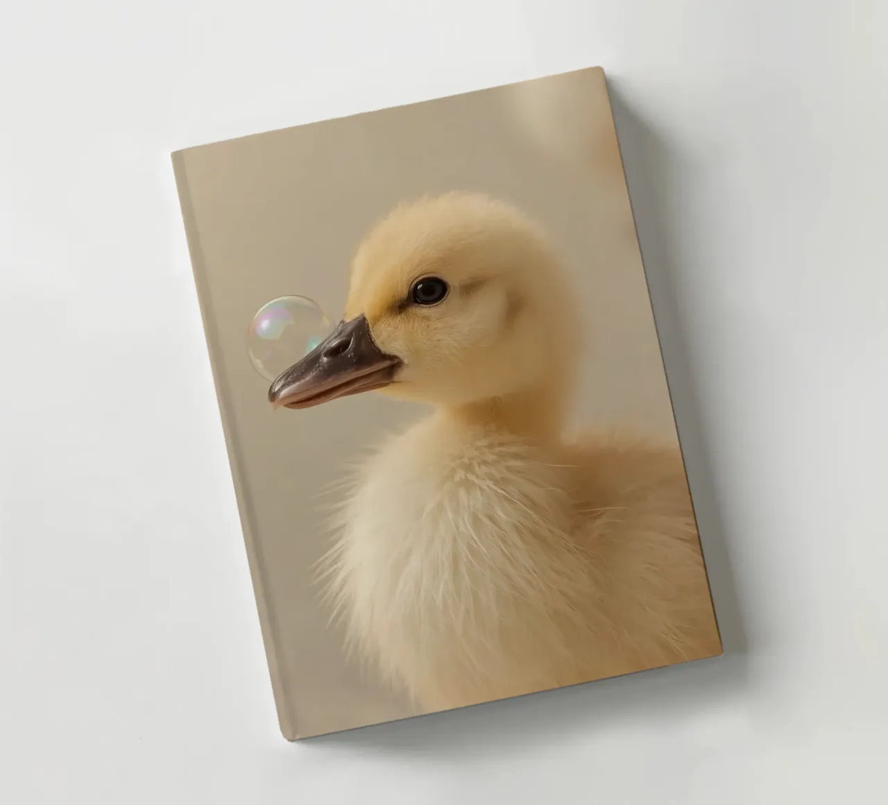 Yellow Duckling with Bubble on Beak notebook by DesignDoodle