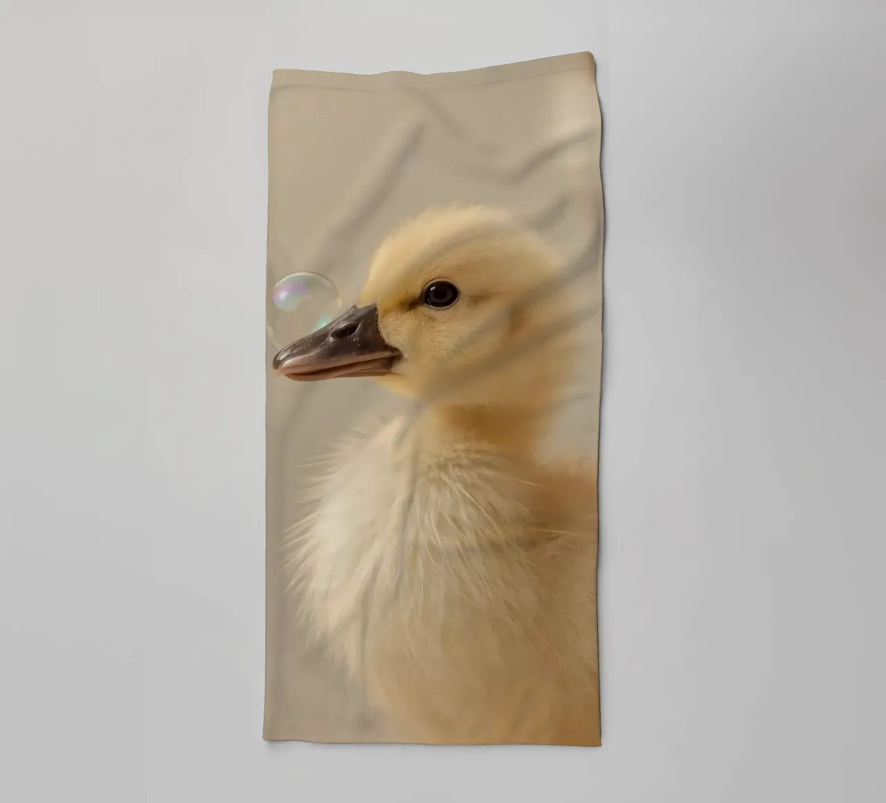Yellow Duckling with Bubble on Beak towel by DesignDoodle