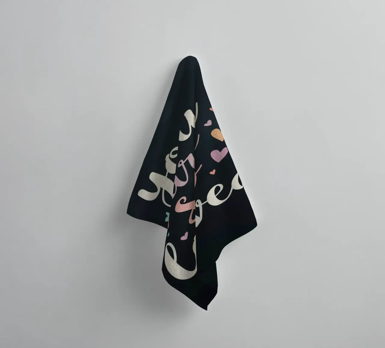 You Are So Loved Text with Hearts on Dark Background towel by DesignDoodle