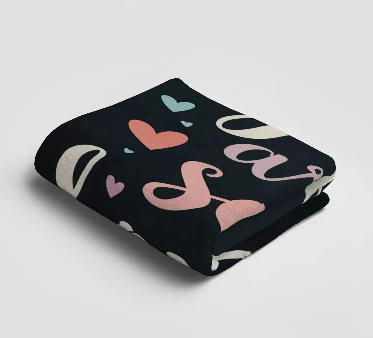 You Are So Loved Text with Hearts on Dark Background towel by DesignDoodle