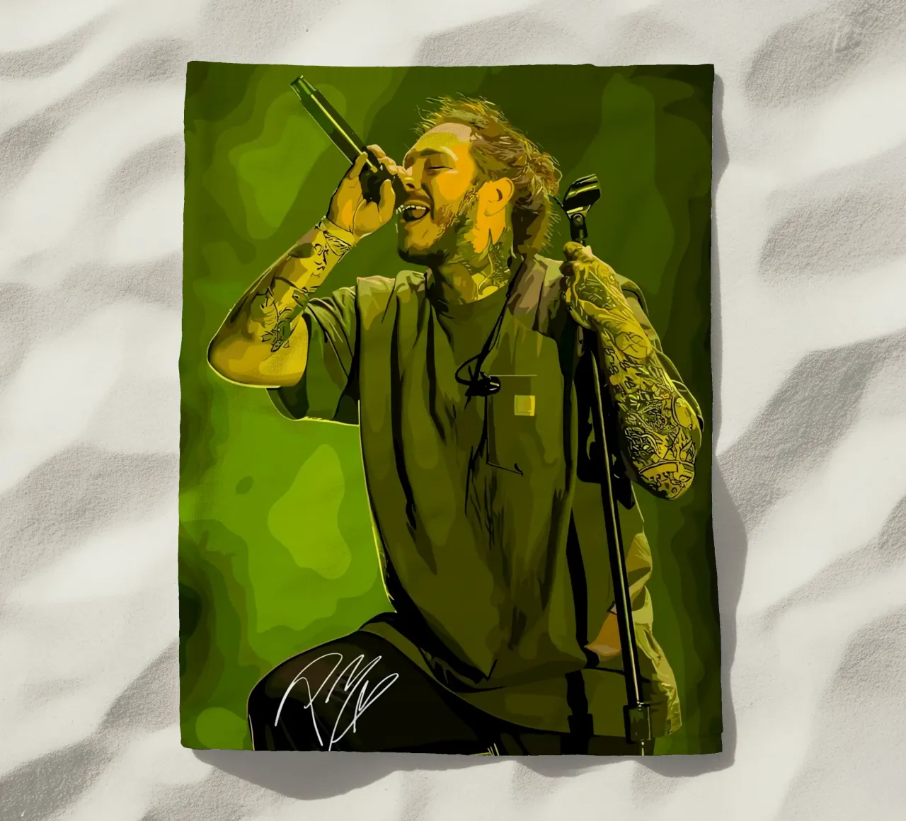 Performance di Post Malone telo mare da shiners
