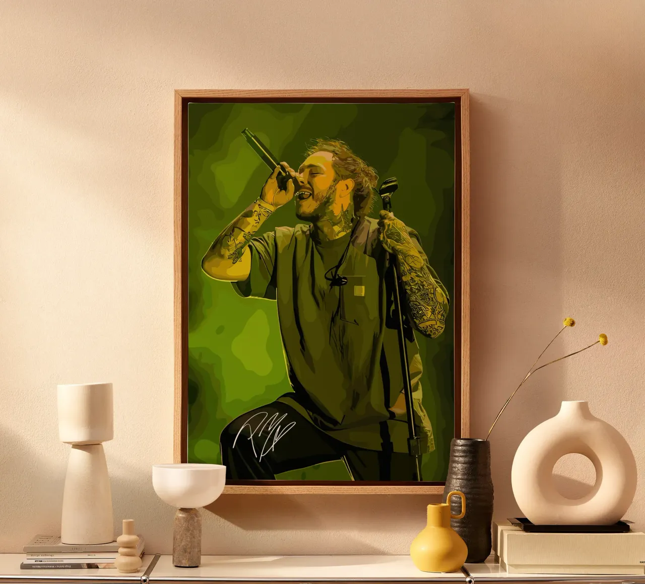 Performance di Post Malone tela con Cornice a cassetta da shiners