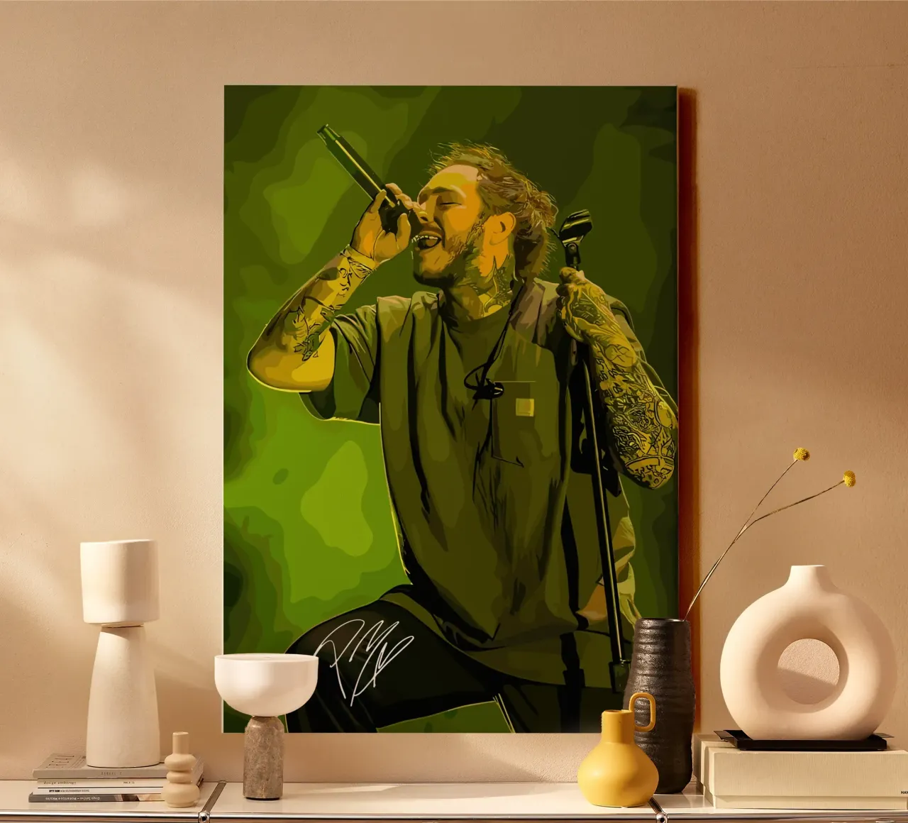 Performance di Post Malone tela con Cornice a cassetta da shiners
