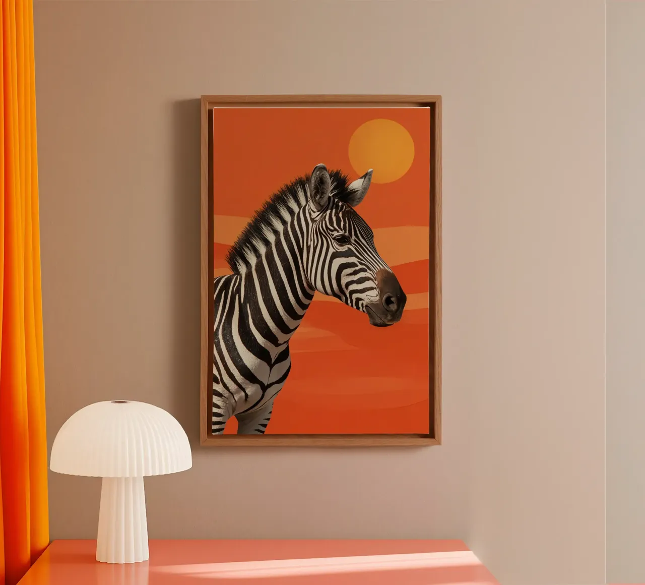 Ritratto di zebra su sfondo arancione tela con Cornice a cassetta da DesignDoodle