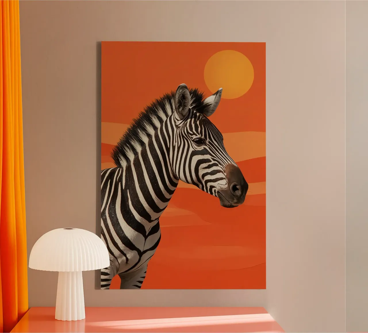 Ritratto di zebra su sfondo arancione tela con Cornice a cassetta da DesignDoodle