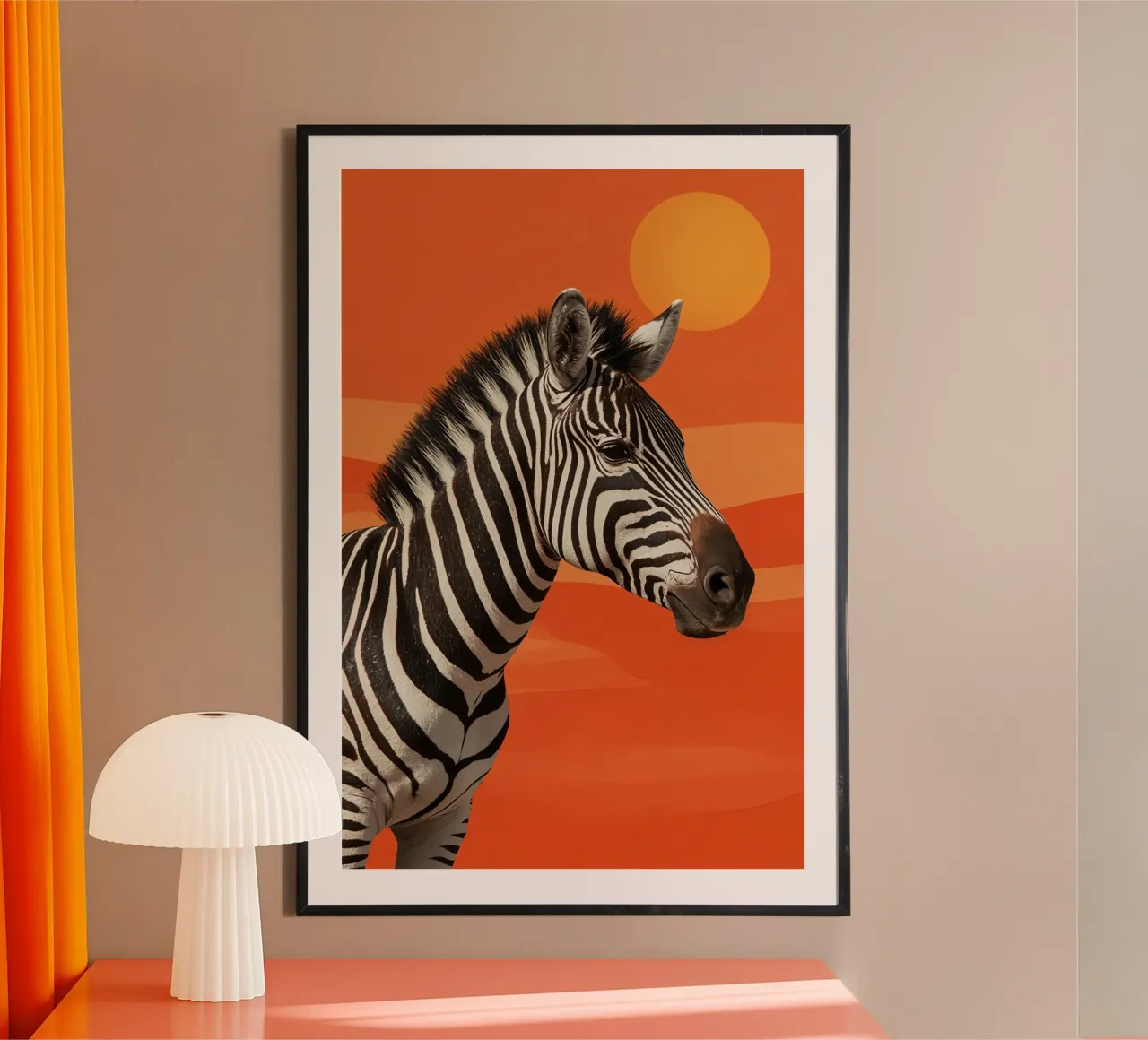 Ritratto di zebra su sfondo arancione poster da DesignDoodle