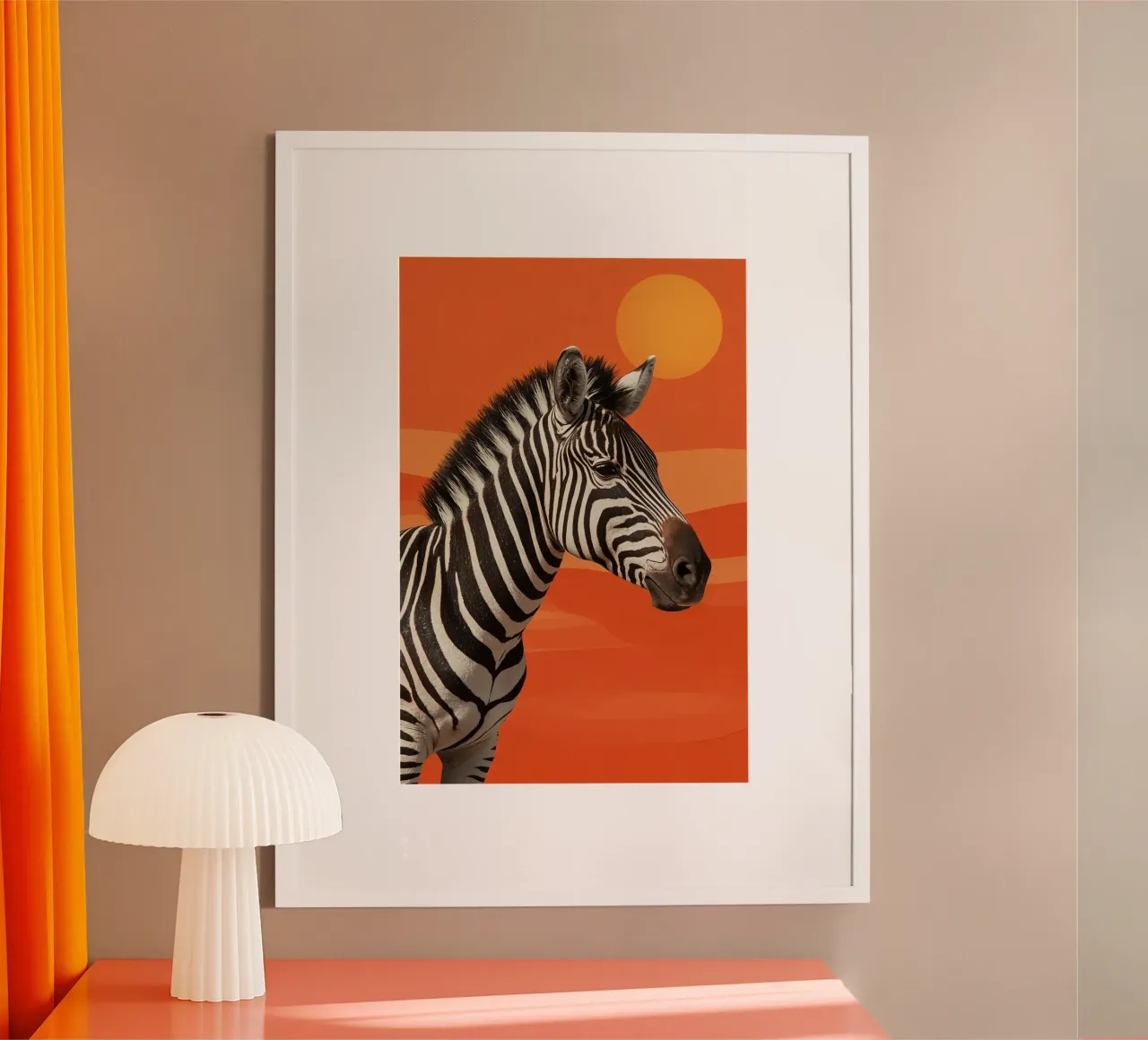 Ritratto di zebra su sfondo arancione poster da DesignDoodle