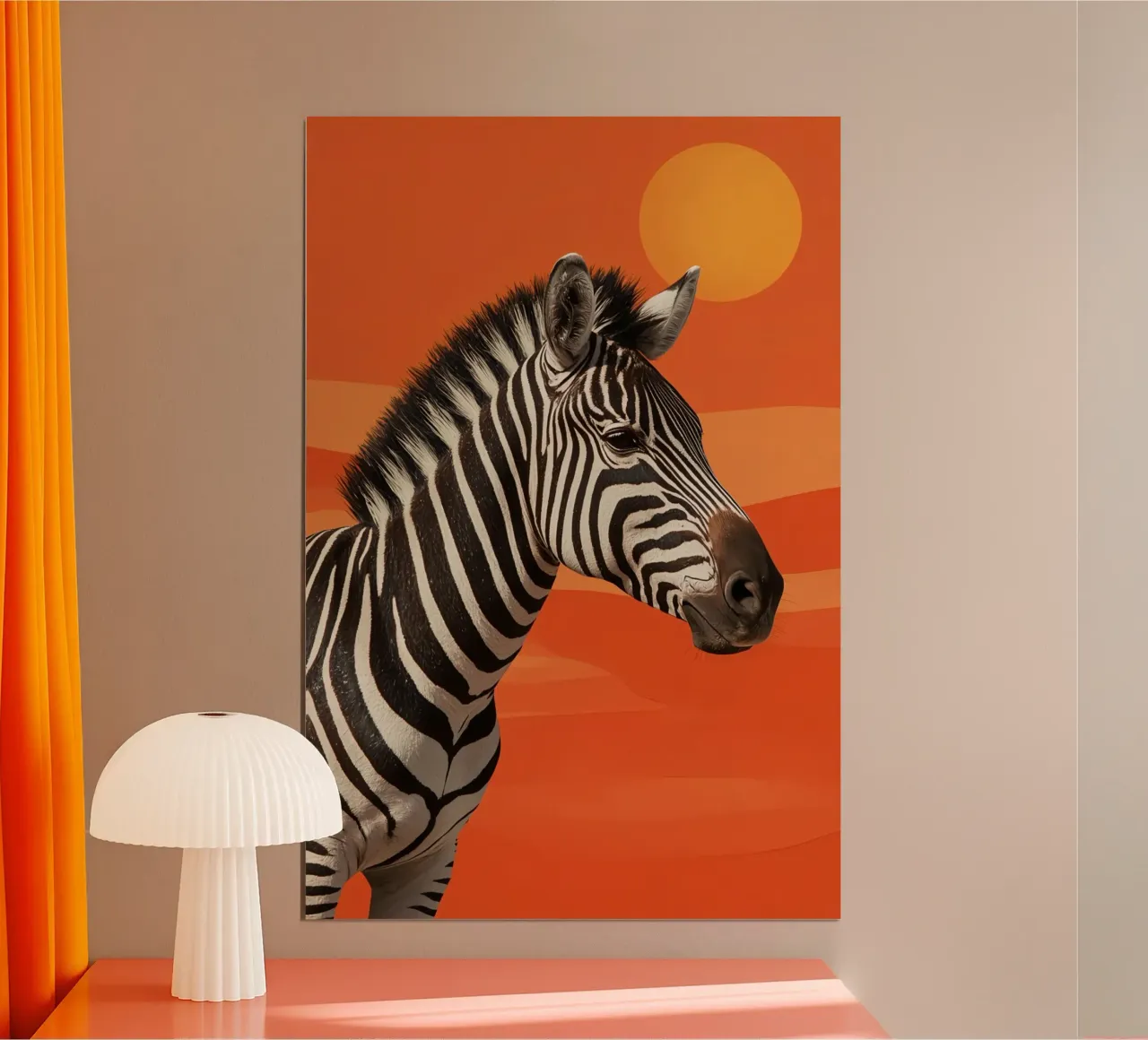 Ritratto di zebra su sfondo arancione poster da DesignDoodle