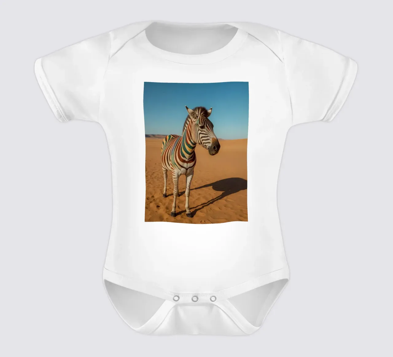 Zebra con strisce colorate nel deserto body neonato maniche corte da DesignDoodle