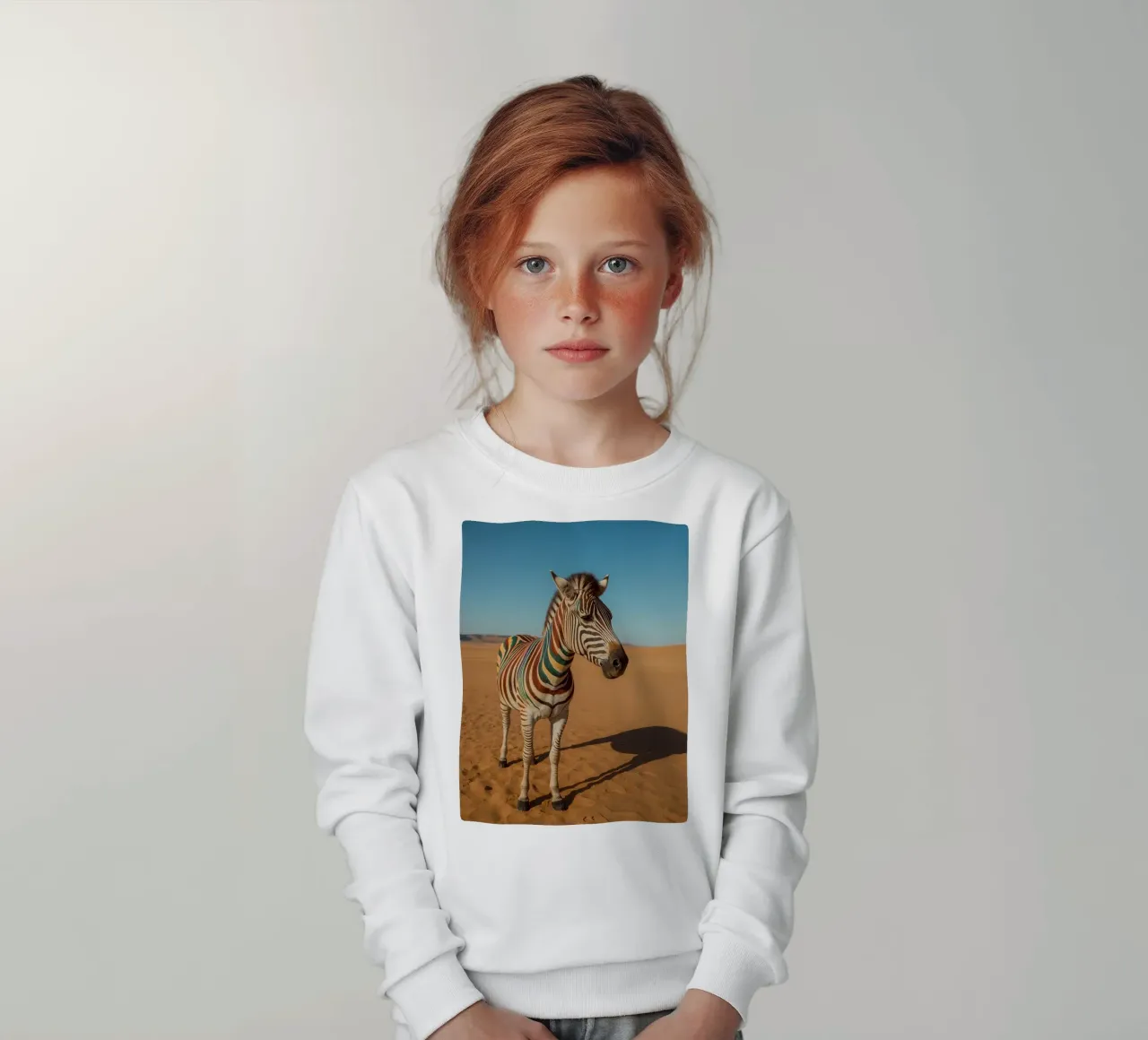Zebra con strisce colorate nel deserto felpa bambino da DesignDoodle