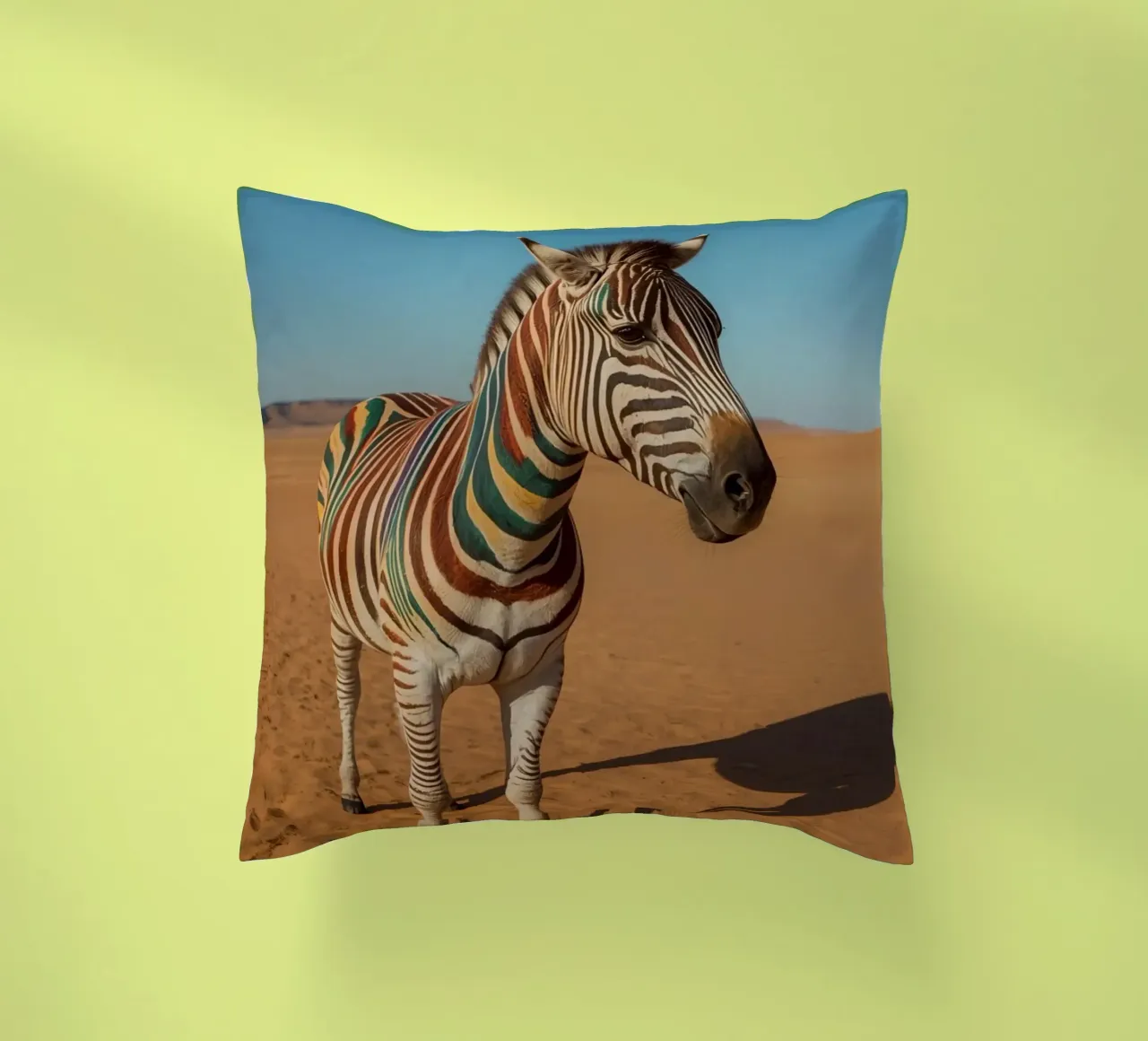 Zebra con strisce colorate nel deserto cuscino da DesignDoodle