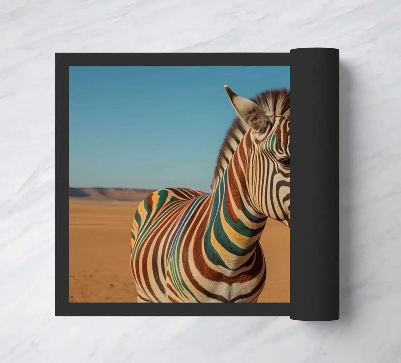 Zebra con strisce colorate nel deserto zerbino da DesignDoodle