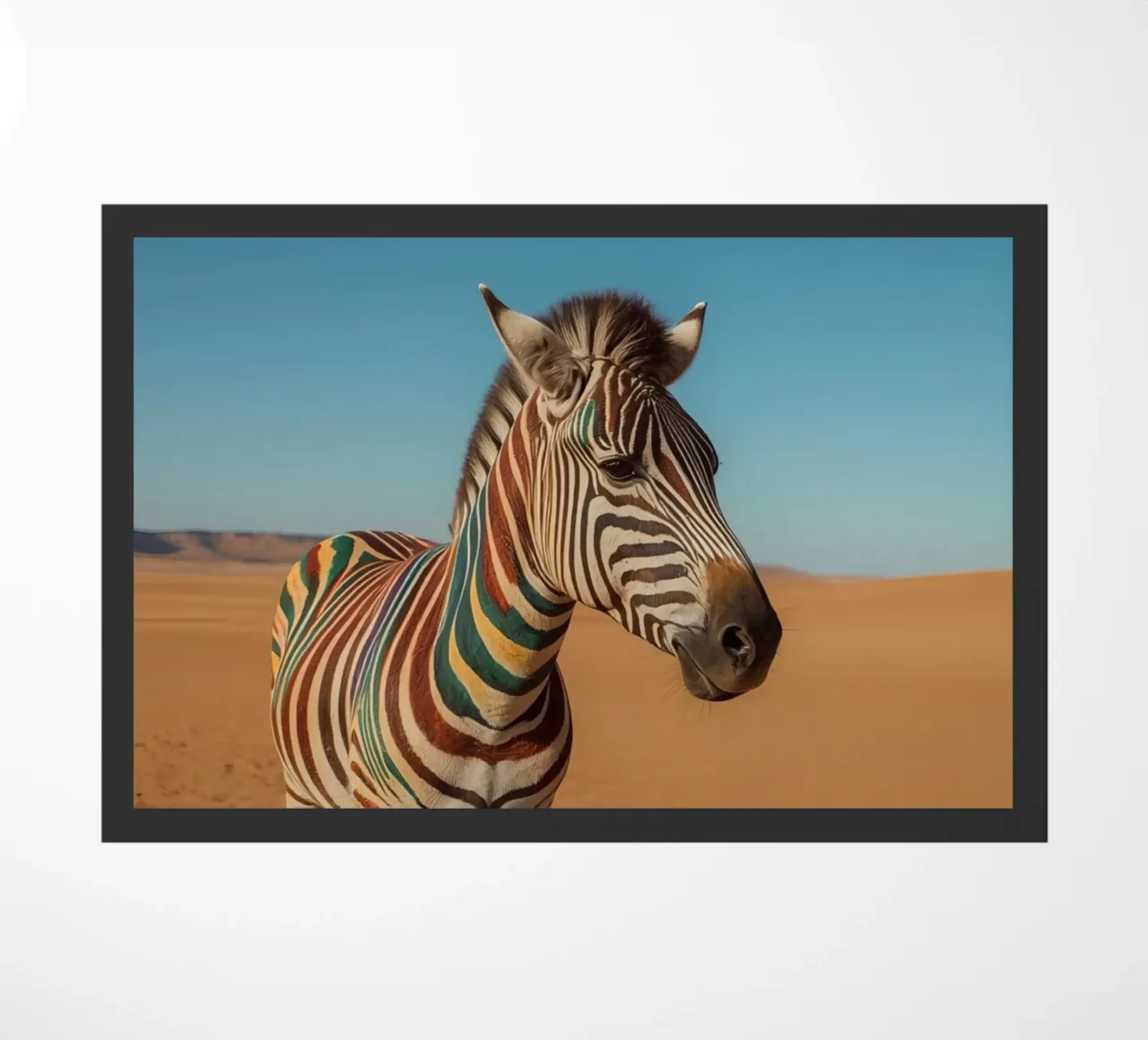 Zebra con strisce colorate nel deserto zerbino da DesignDoodle