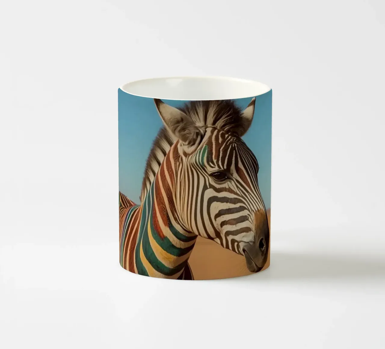 Zebra con strisce colorate nel deserto tazza in ceramica da DesignDoodle