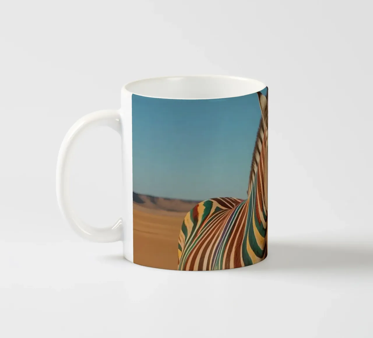 Zebra con strisce colorate nel deserto tazza in ceramica da DesignDoodle