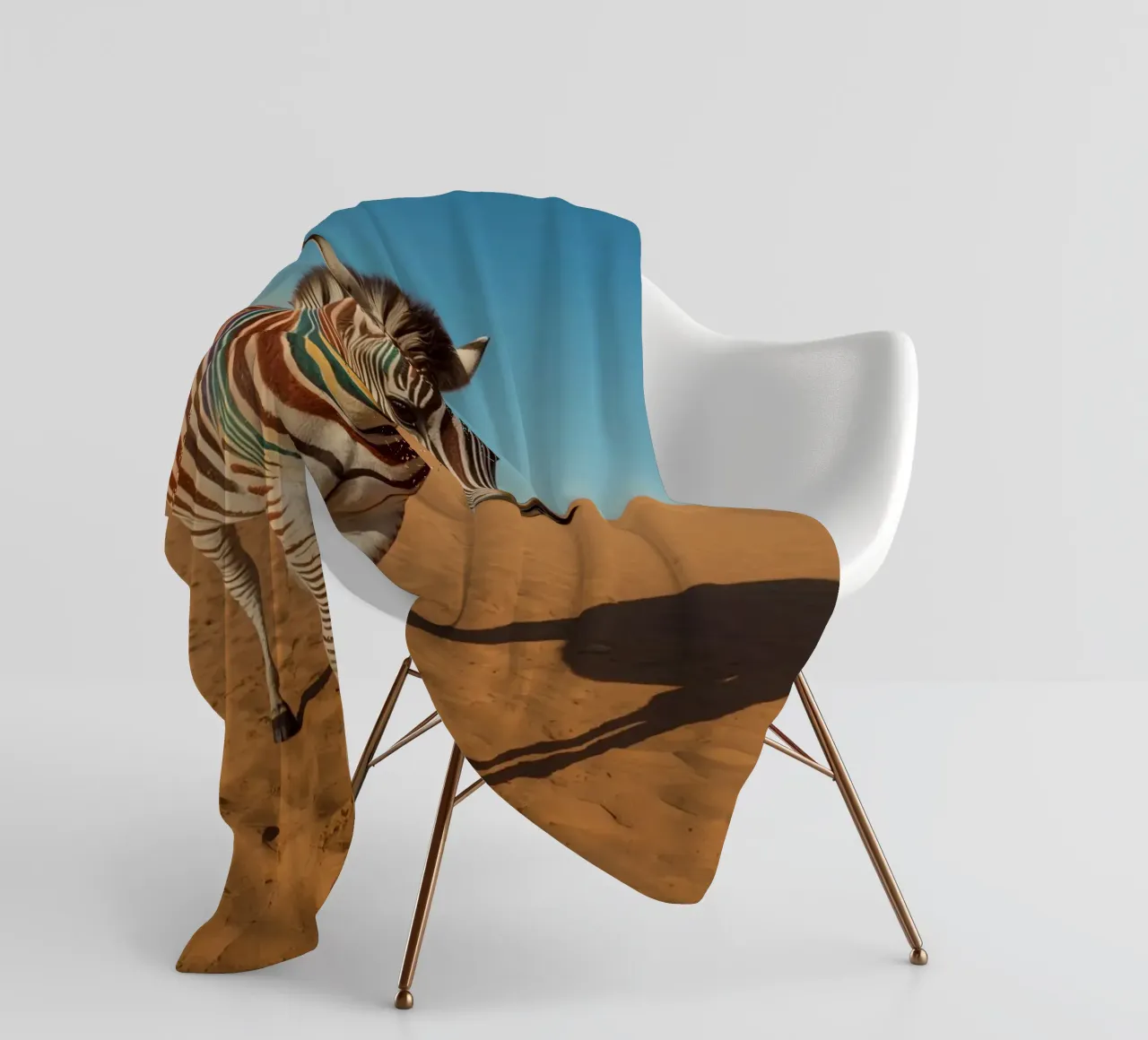 Zebra con strisce colorate nel deserto coperta in pile da DesignDoodle