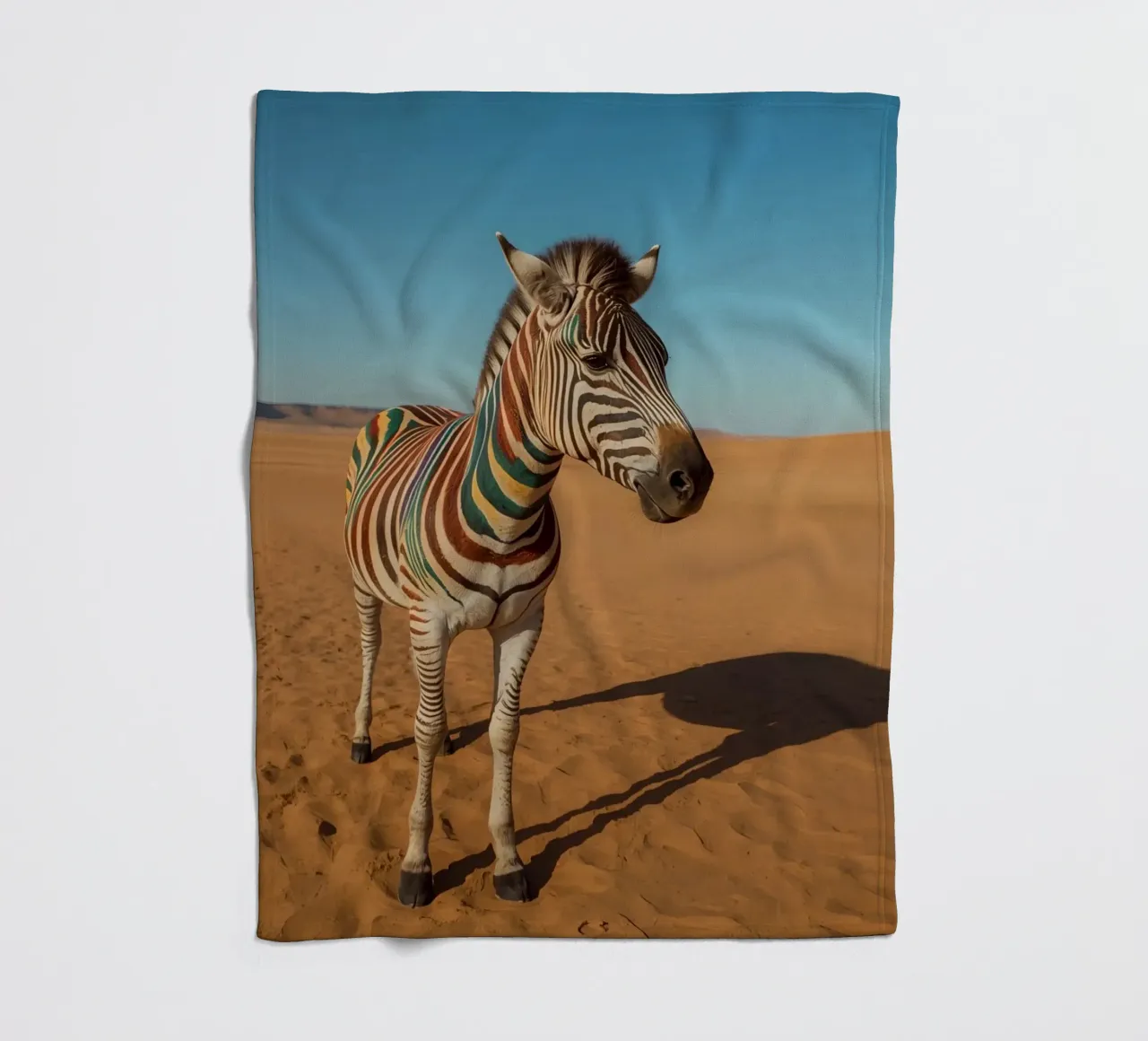 Zebra con strisce colorate nel deserto coperta in pile da DesignDoodle