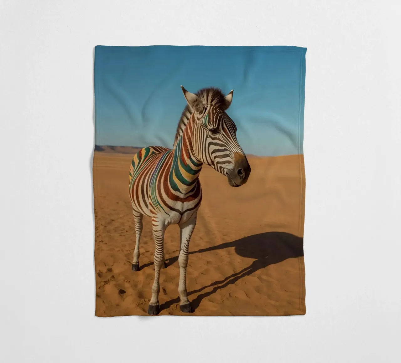 Zebra con strisce colorate nel deserto coperta in pile da DesignDoodle