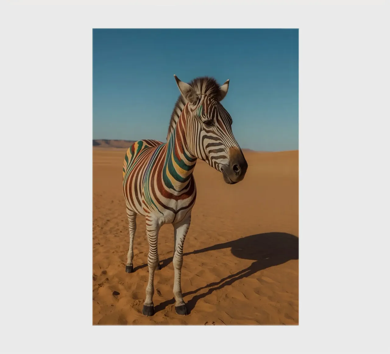 Zebra with Colored Stripes in Desert notebook by DesignDoodle