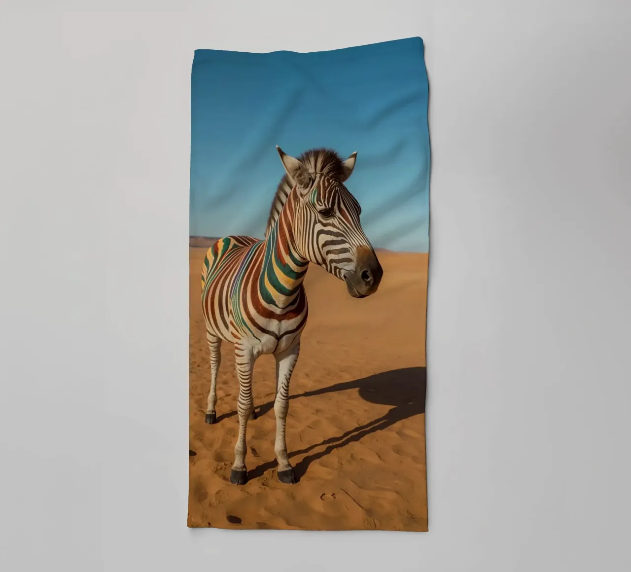Zebra con strisce colorate nel deserto asciugamano da bagno da DesignDoodle