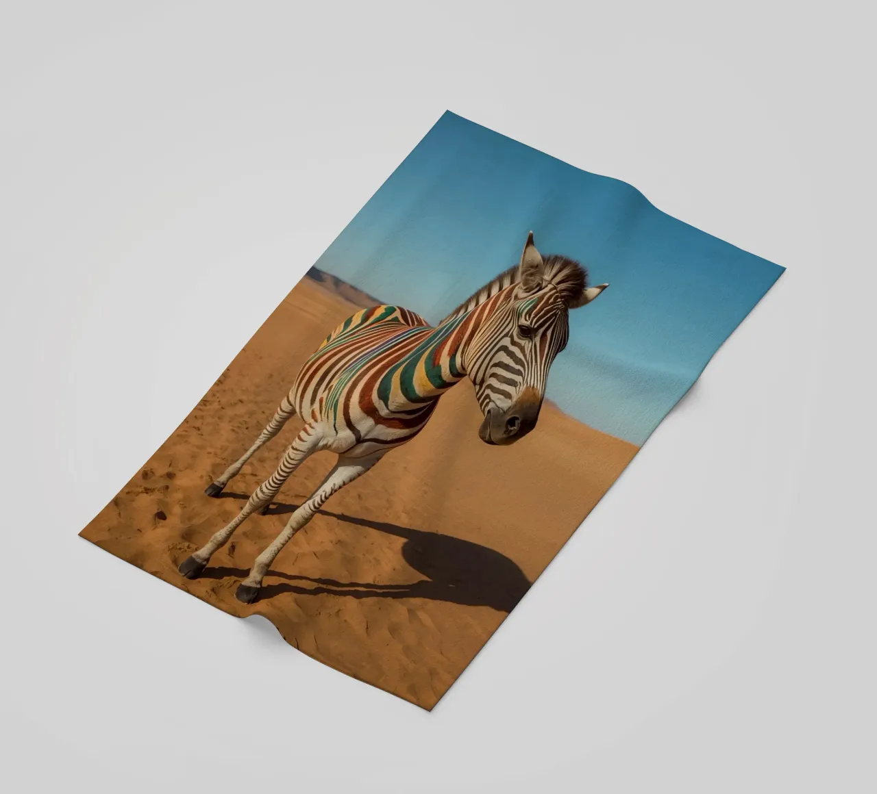 Zebra con strisce colorate nel deserto telo mare da DesignDoodle