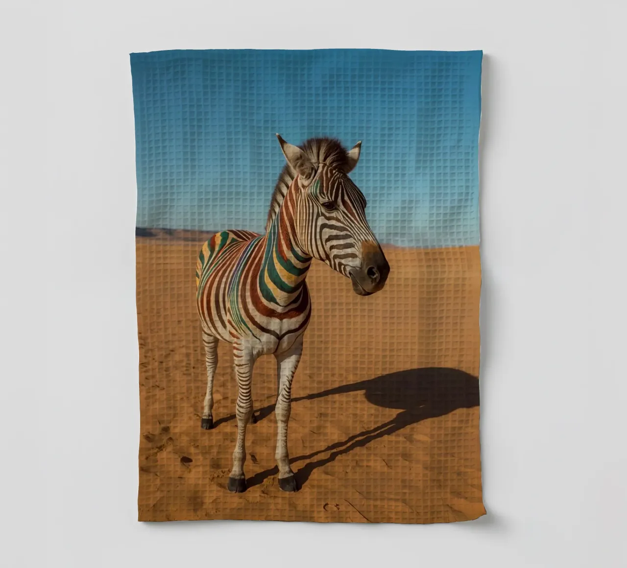 Zebra con strisce colorate nel deserto canovaccio da cucina da DesignDoodle