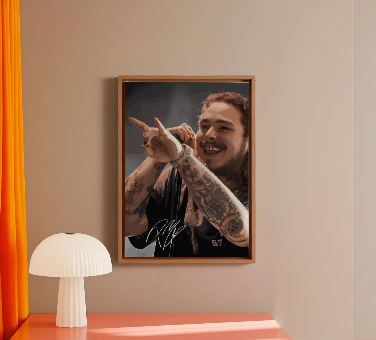 Post Malone Vector Art lienzo con Marco flotante de shiners