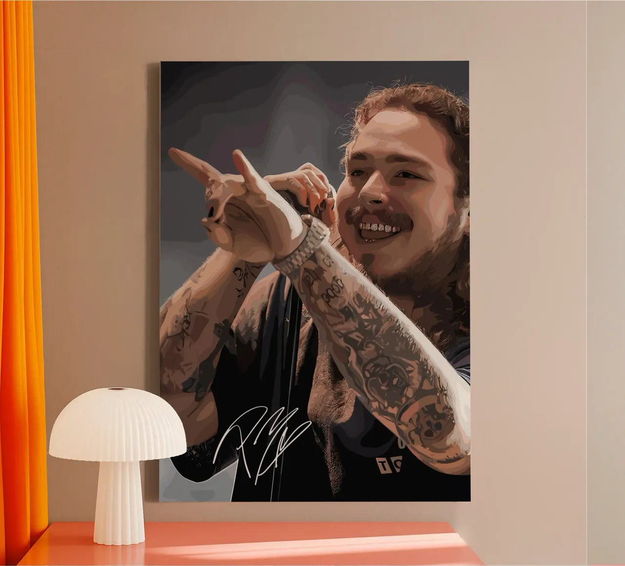 Post Malone Vector Art lienzo con Marco flotante de shiners