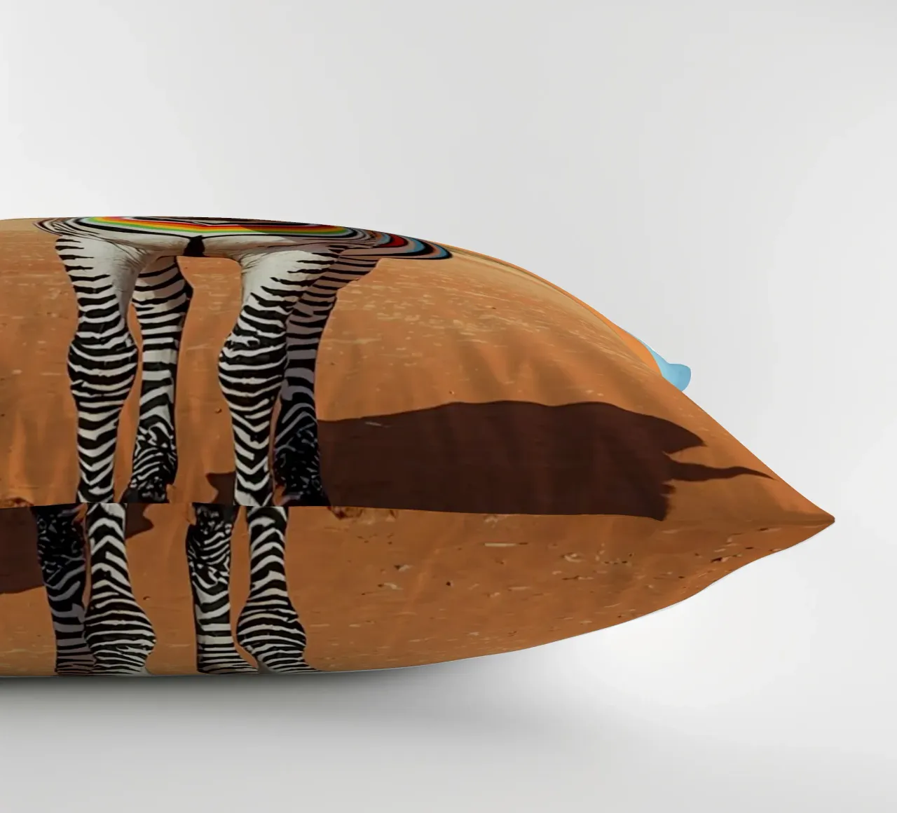 Zebra a strisce arcobaleno in un paesaggio desertico cuscino da DesignDoodle