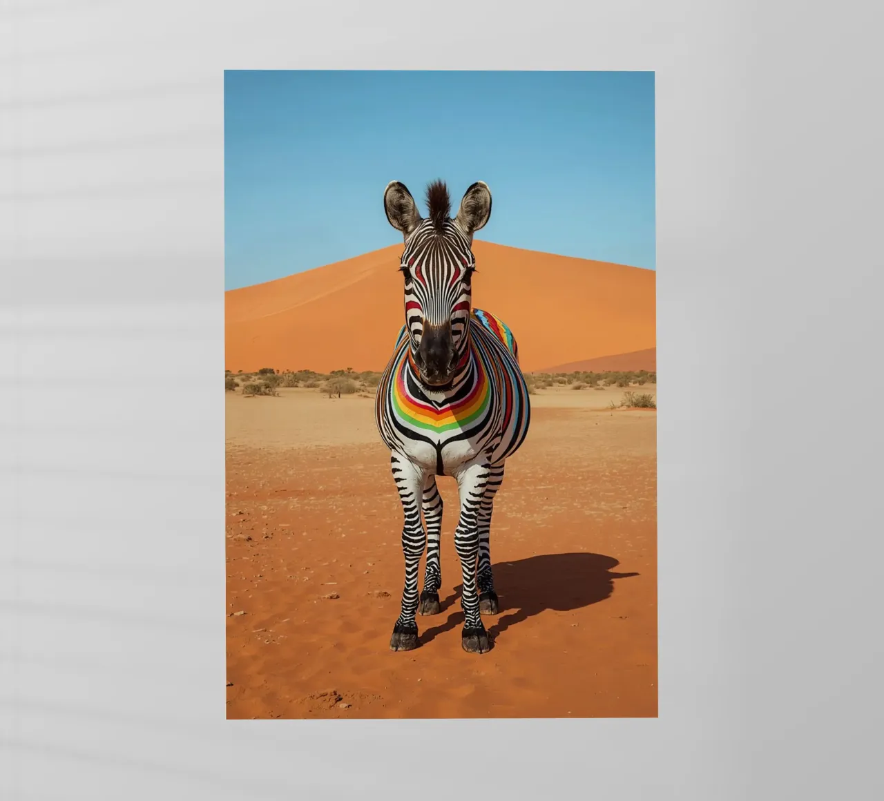 Zebra a strisce arcobaleno in un paesaggio desertico pellicola backlit da DesignDoodle