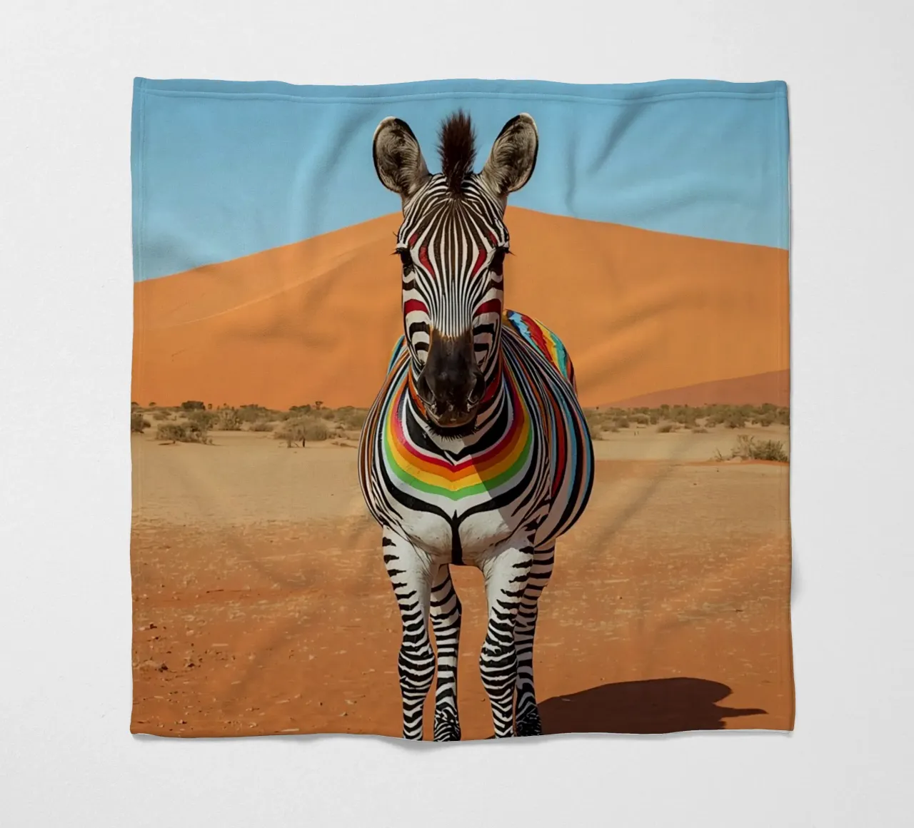 Zebra a strisce arcobaleno in un paesaggio desertico coperta in pile da DesignDoodle