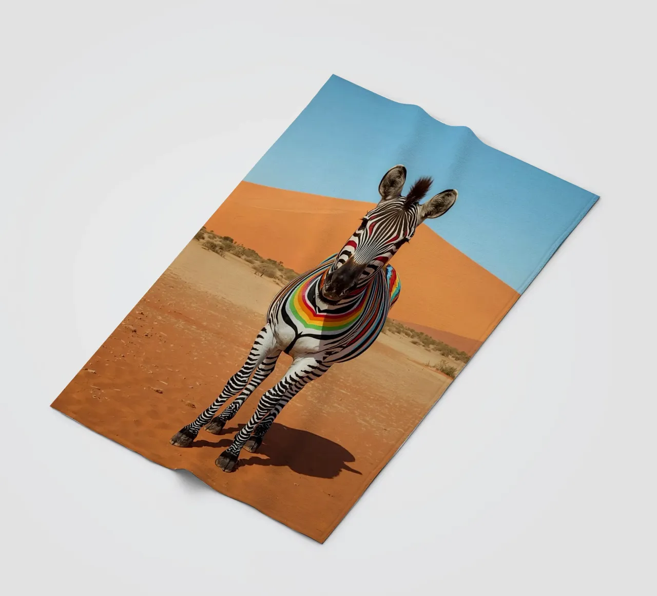 Zebra a strisce arcobaleno in un paesaggio desertico coperta in pile da DesignDoodle