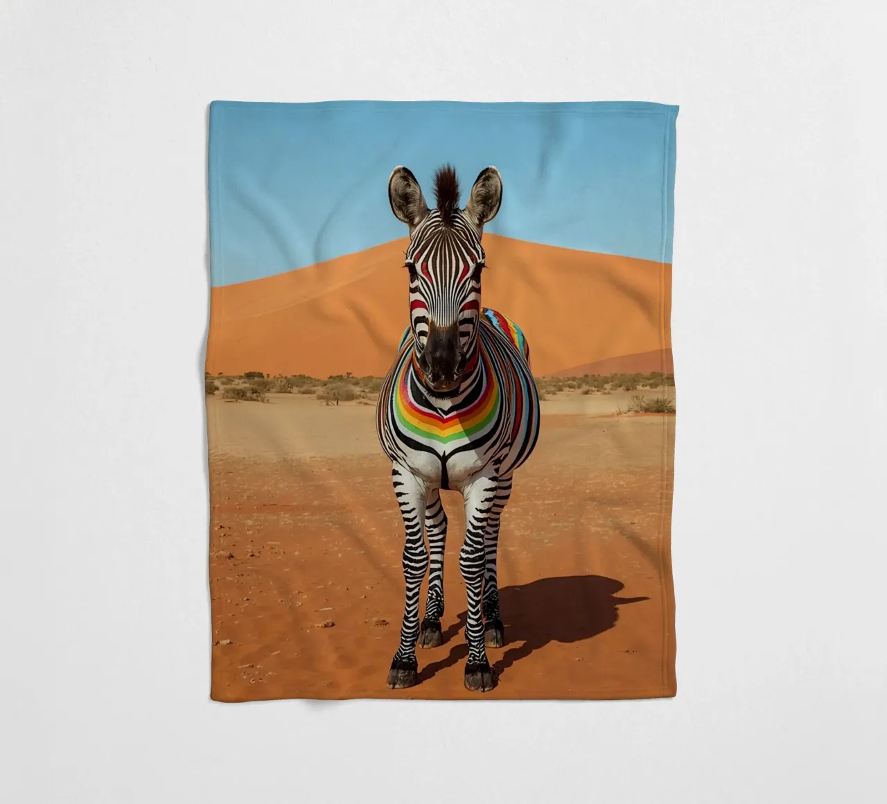 Zebra a strisce arcobaleno in un paesaggio desertico coperta in pile da DesignDoodle