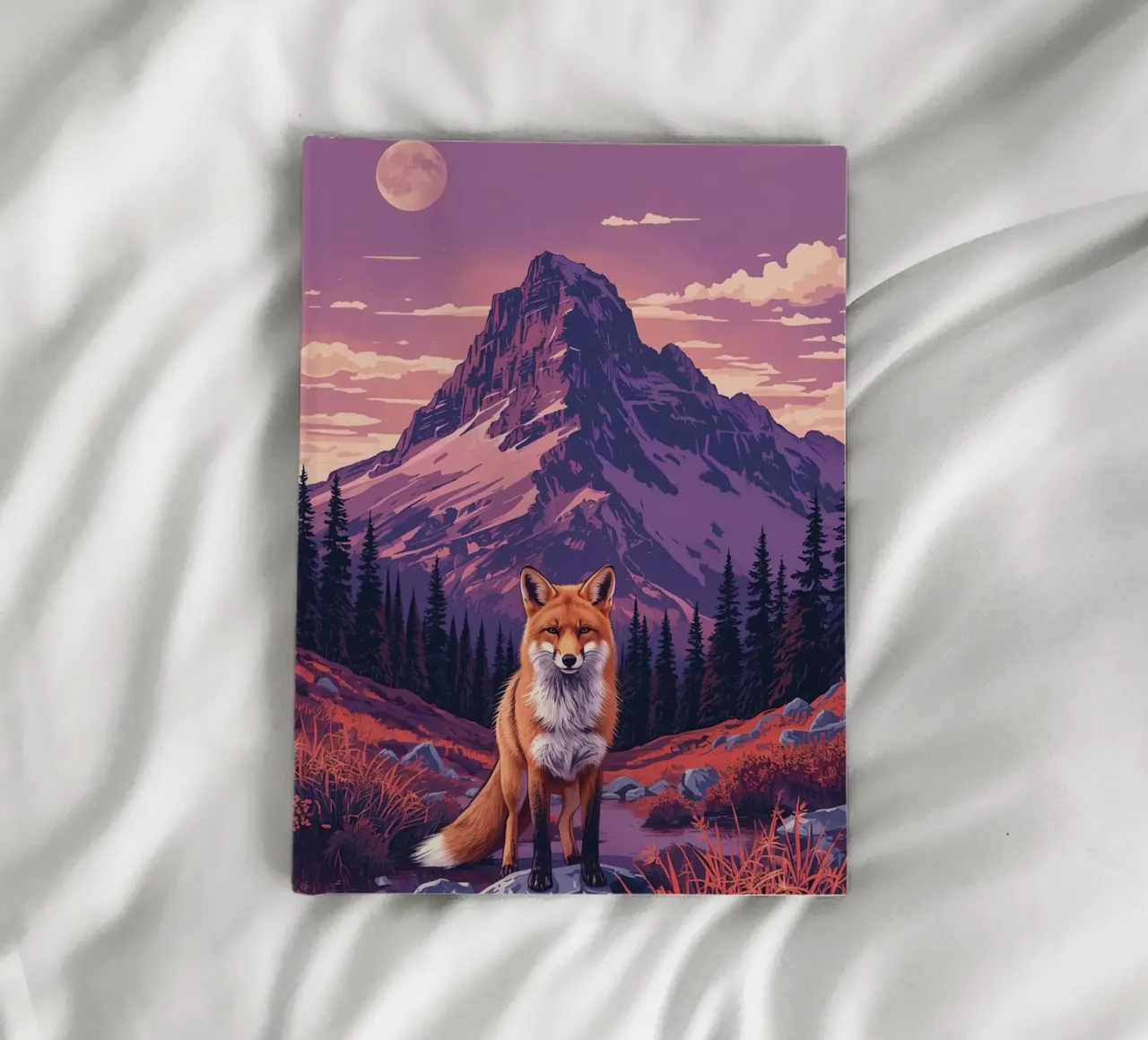 Fox Standing Near Stream with Mountain Backdrop notebook by DesignDoodle