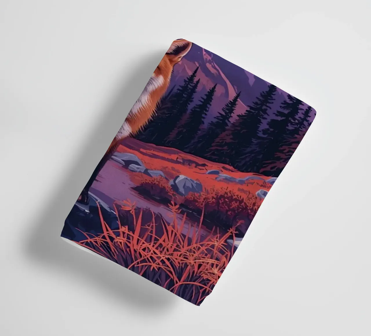Fox Standing Near Stream with Mountain Backdrop towel by DesignDoodle
