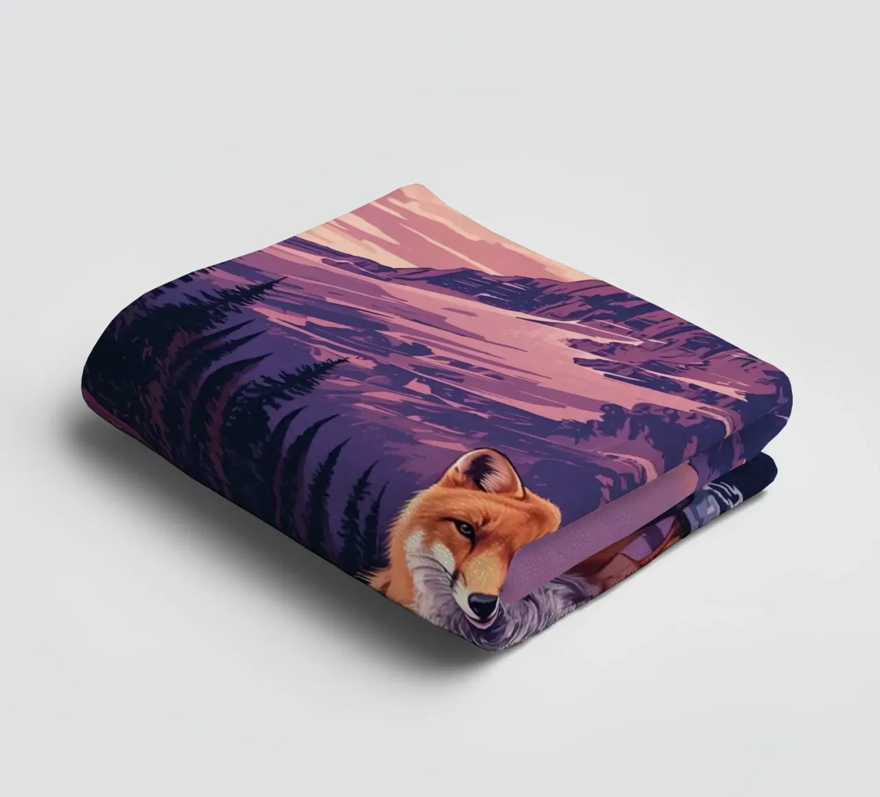 Fox Standing Near Stream with Mountain Backdrop towel by DesignDoodle