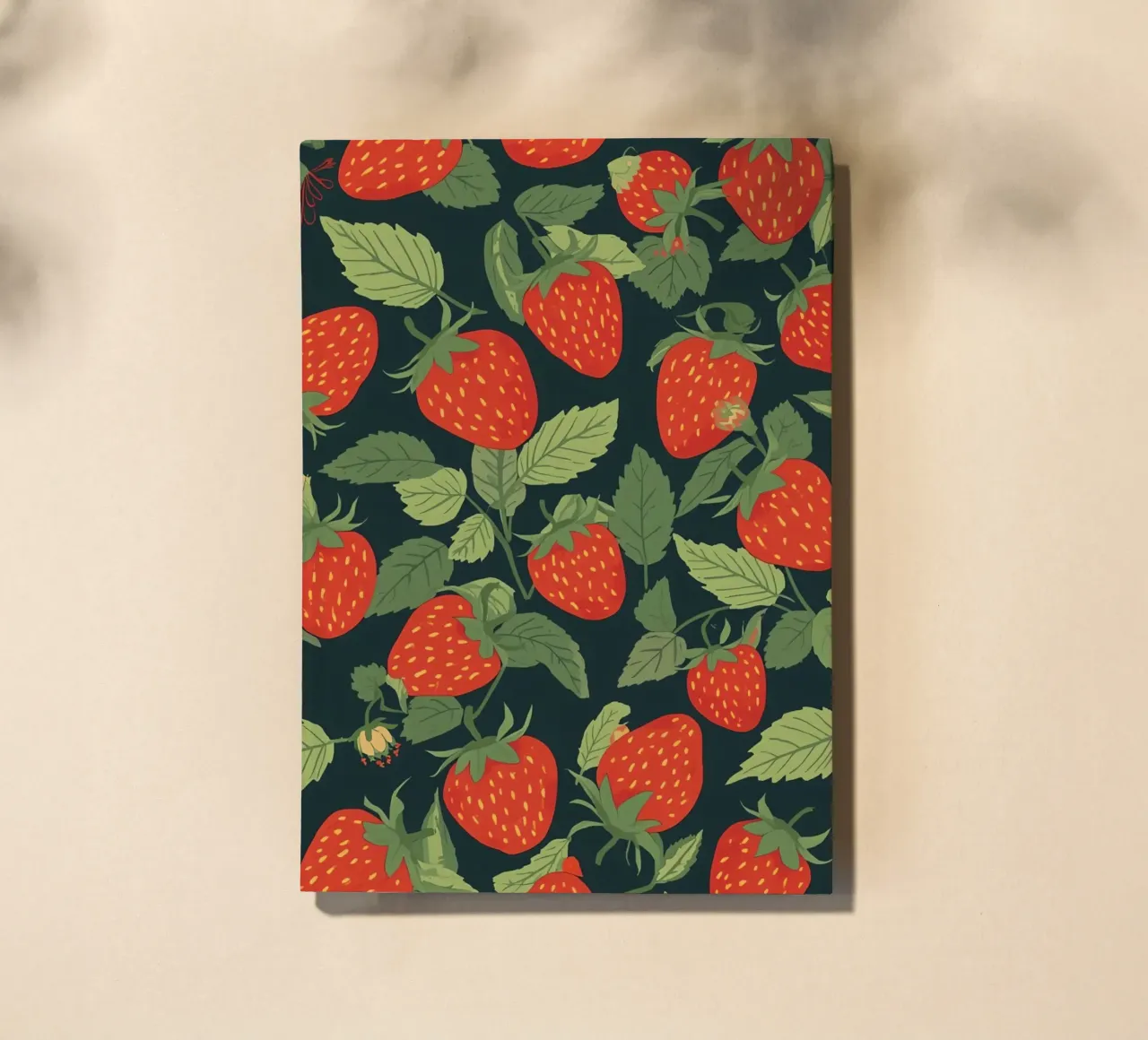 Strawberry and Green Leaf Pattern notebook by DesignDoodle