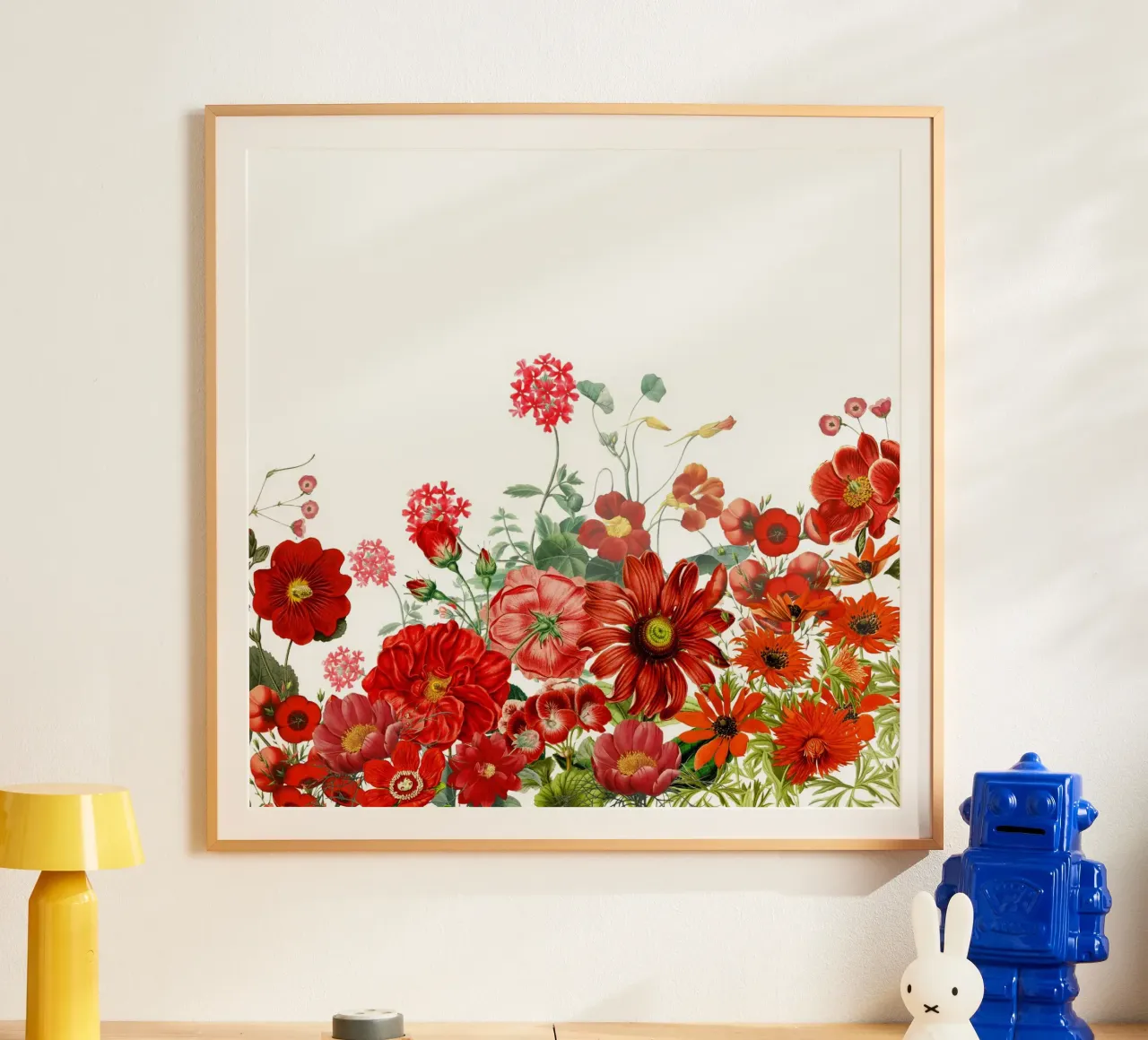 Giardino di prati rossi vintage con fiori e piante selvatiche poster da Vintage World - Uta Naumann