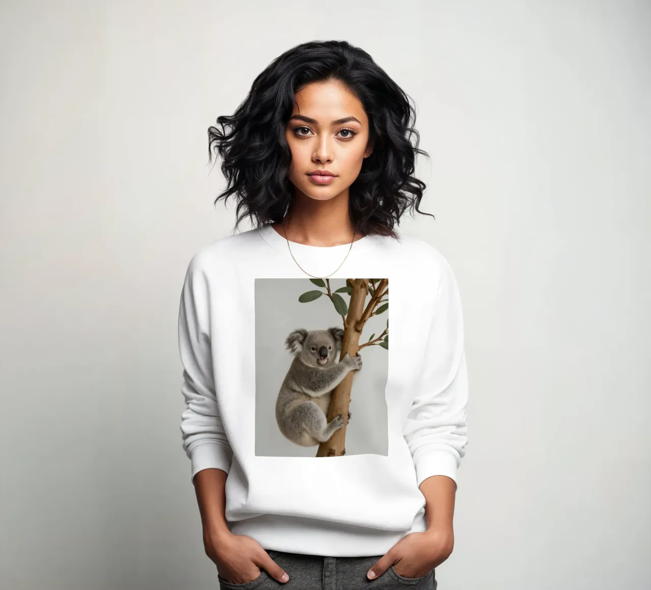 Koala che tiene in mano un ramo di eucalipto felpa da DesignDoodle
