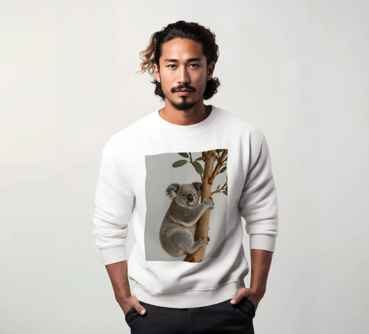 Koala che tiene in mano un ramo di eucalipto felpa da DesignDoodle