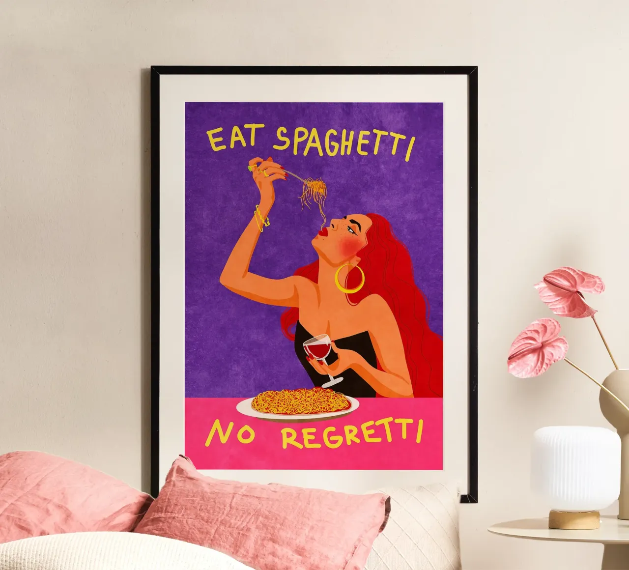 Eat Spaghetti No Regretti poster da mesa