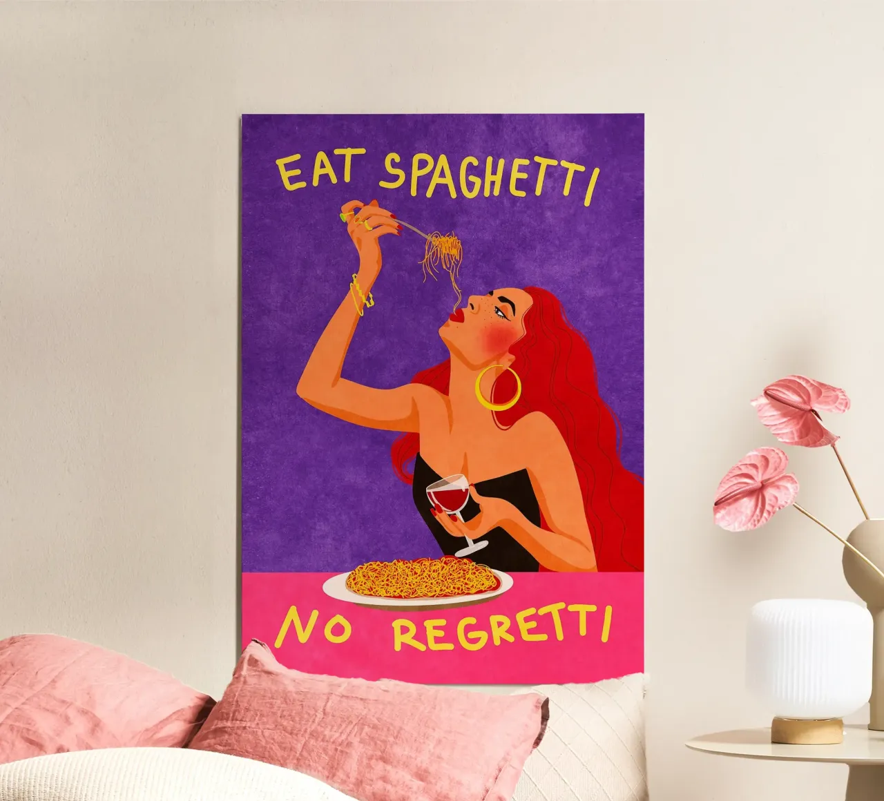Eat Spaghetti No Regretti poster da mesa