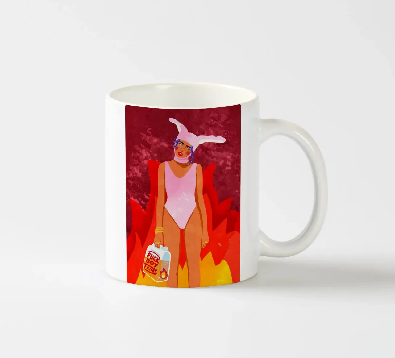 Ragazza coniglio ardente tazza in ceramica da mesa