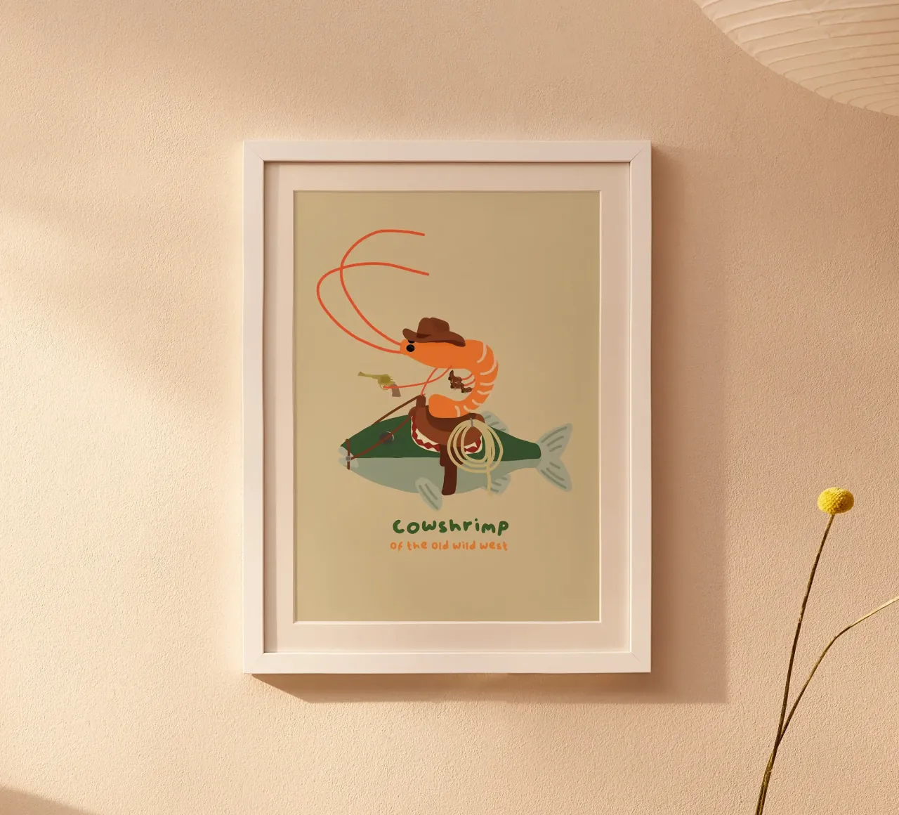 Il gambero di mucca del vecchio e selvaggio West poster da mesa