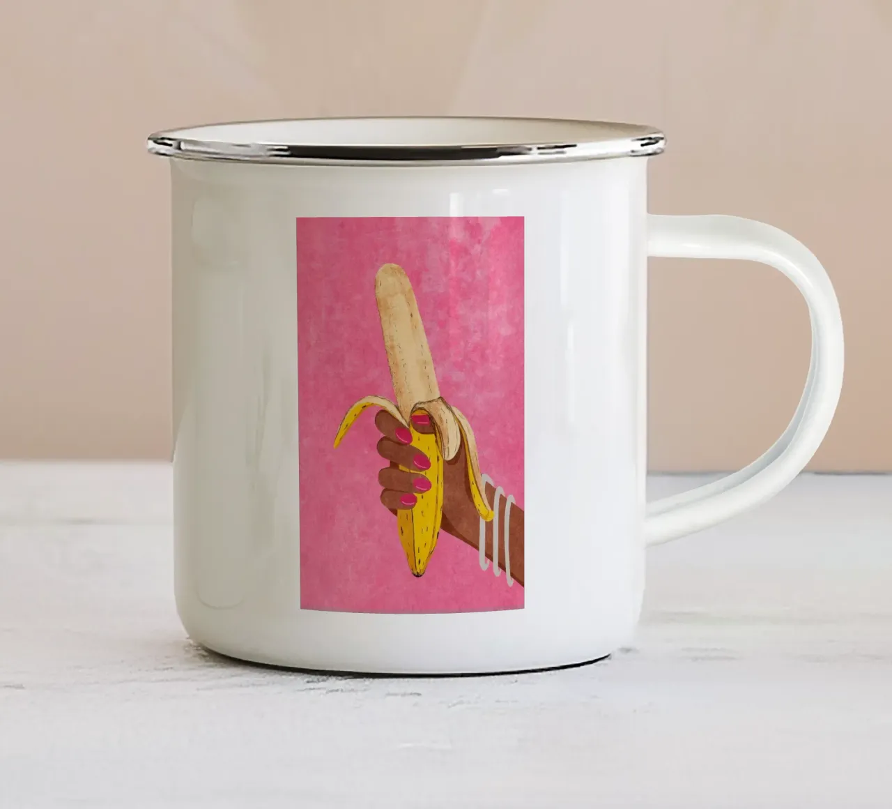 Banana tazza in smalto da mesa