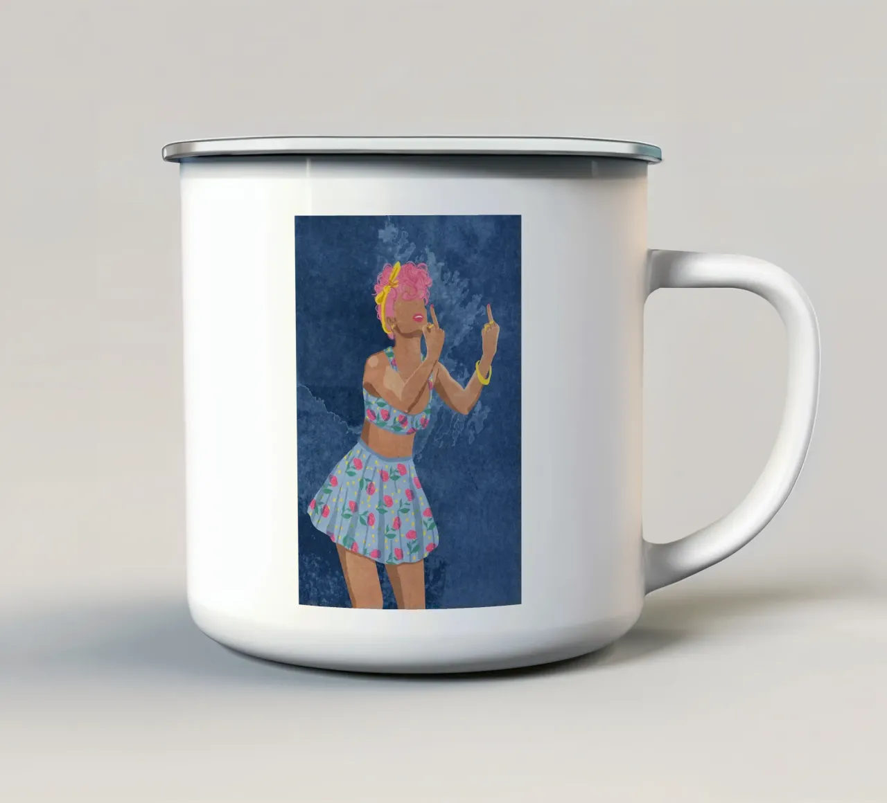 Donna ribelle tazza in smalto da mesa
