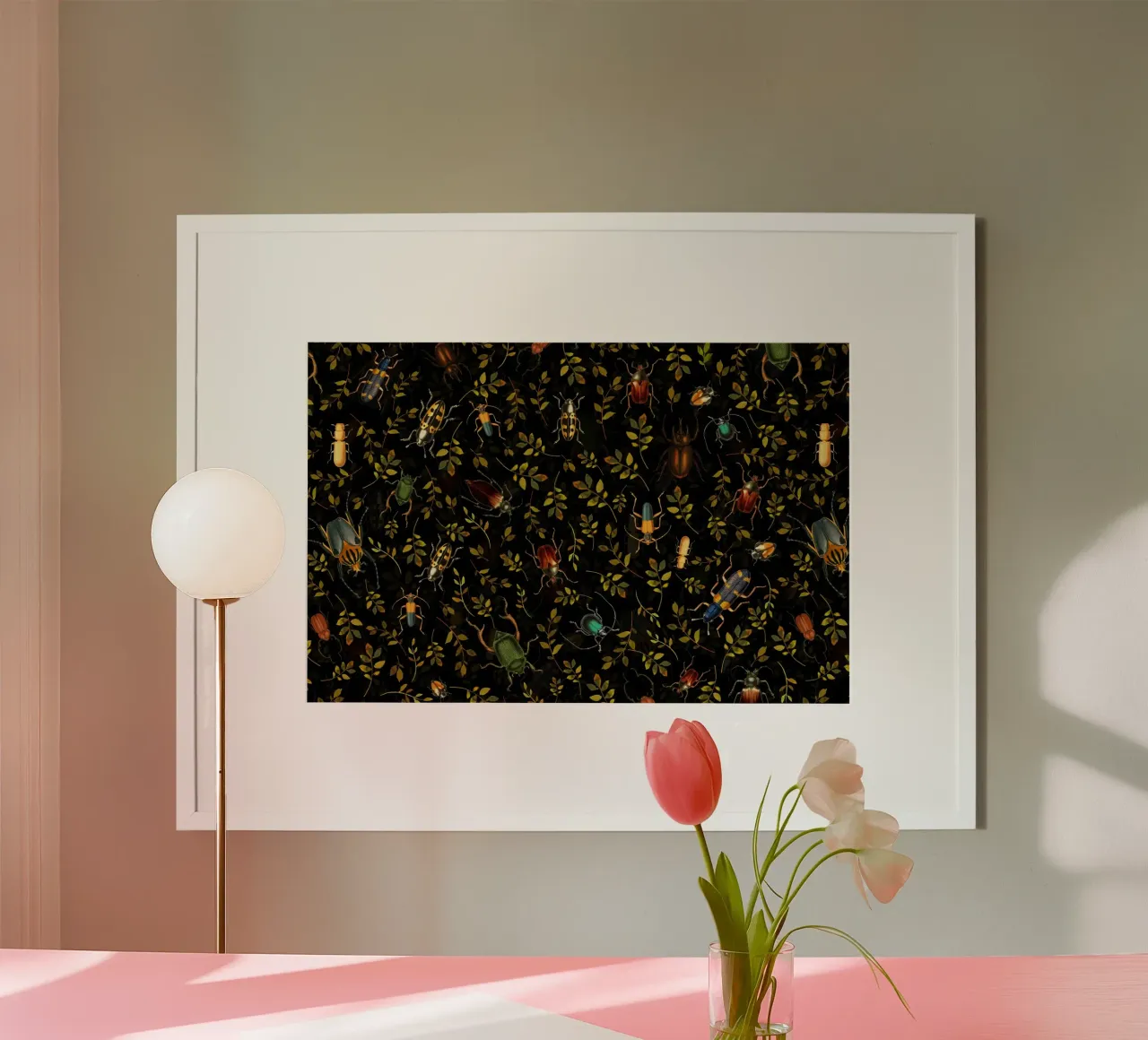 Vintage nachttuin met kleurrijke kevers en insecten poster van Vintage World - Uta Naumann