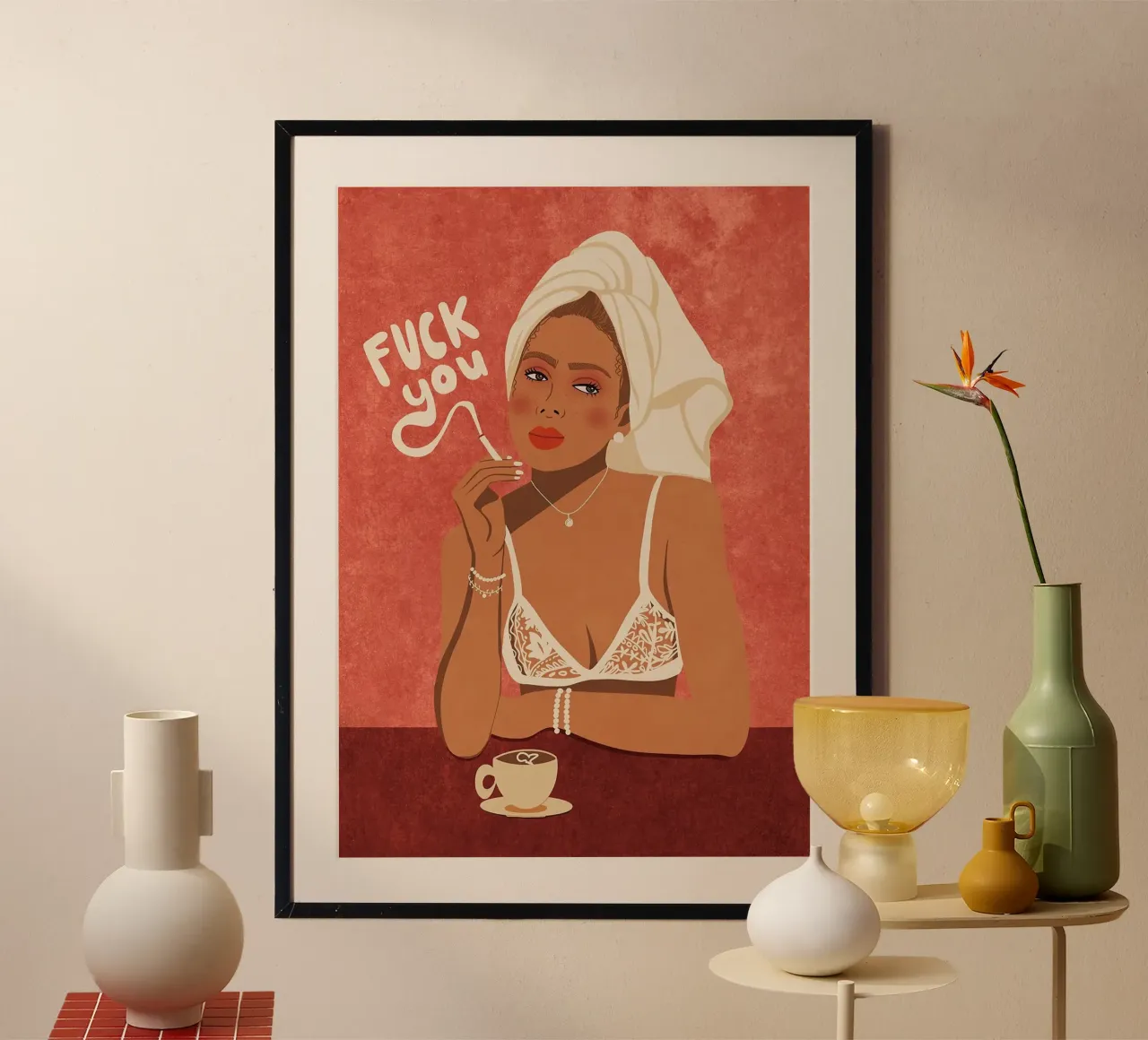 Donna con sigaretta poster da mesa
