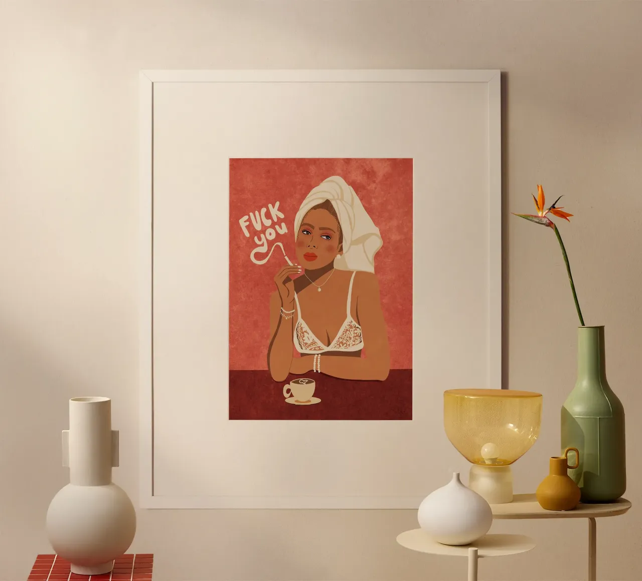 Donna con sigaretta poster da mesa